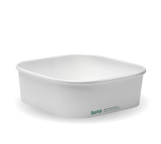1,000ml White BioBoard Square Takeaway Base - 300/carton