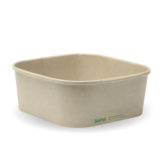 1,200ml Kraft BioBoard Square Takeaway Base - 300/carton