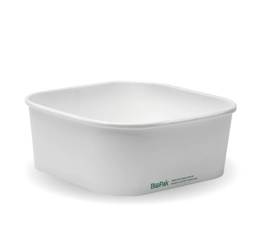 1,200ml White BioBoard Square Takeaway Base - 300/carton