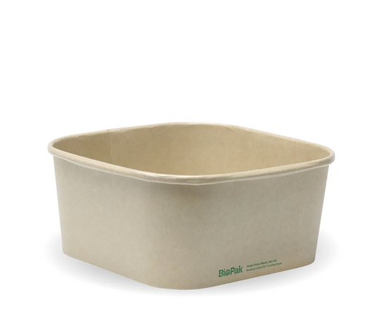 1,400ml Kraft BioBoard Square Takeaway Base - 300/carton