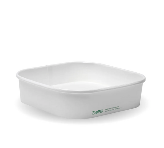750ml White BioBoard Square Takeaway Base - 300/carton